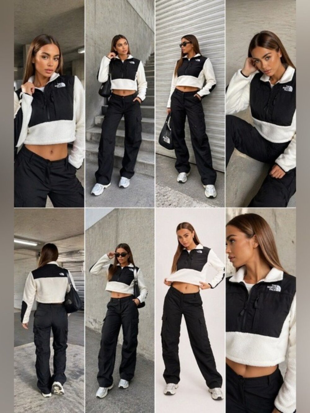 The North Face Denali Crop Fleece Pullover Black White Size M Y2K Gorpcore - Picture 2 of 15